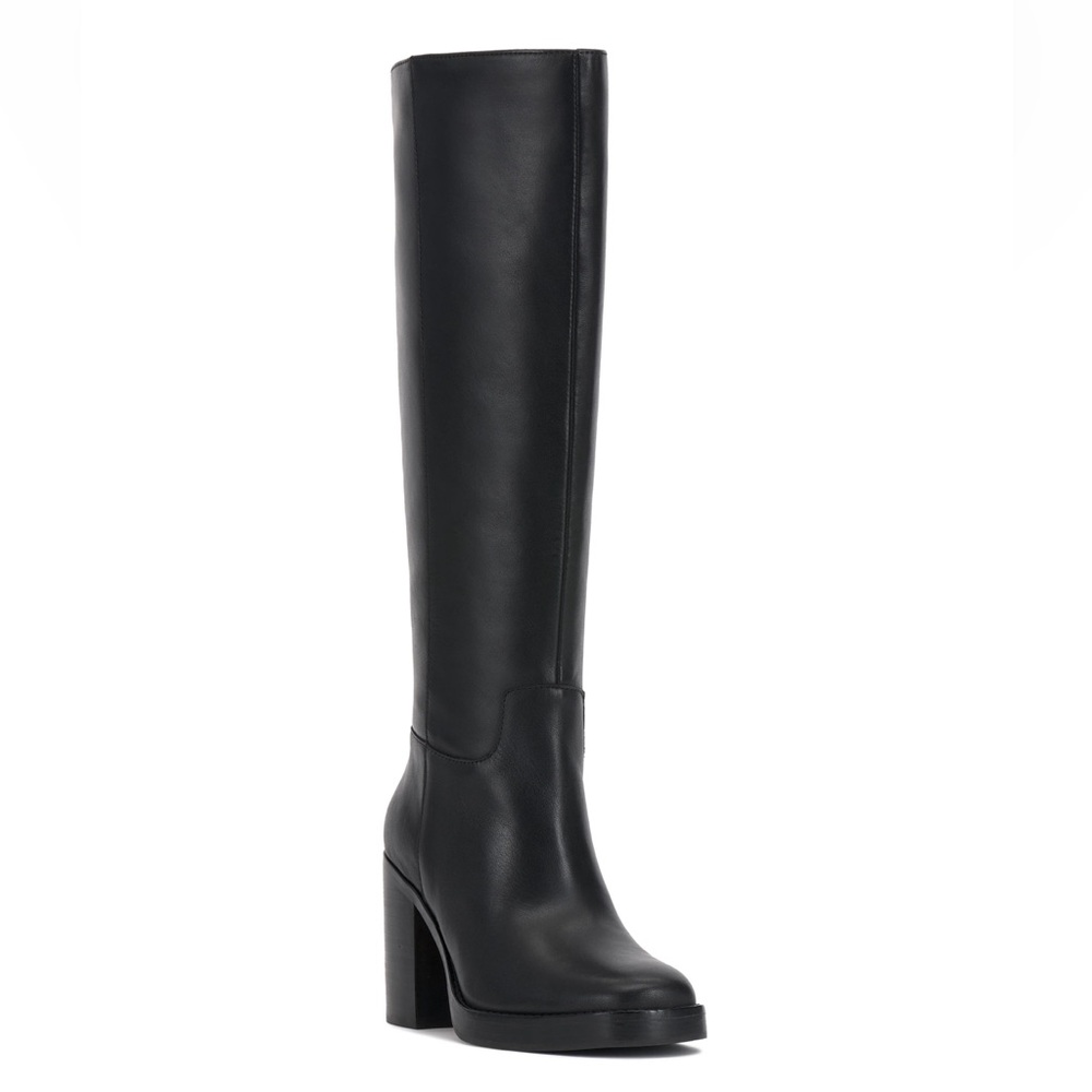 Vince Camuto Gibi Knee High Boot Wide Calf Black Platform Block Heel Boots